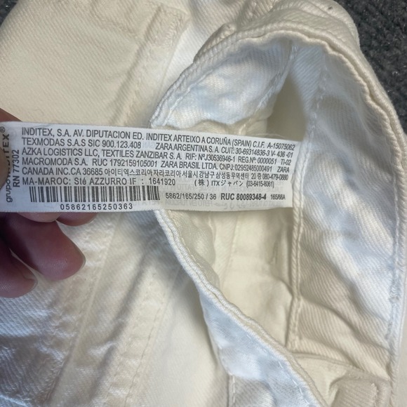 Zara Women White Denim Wide Leg Crop Jeans Size 4 - 30x28 Casual‎ Baggy Pockets - Picture 9 of 12